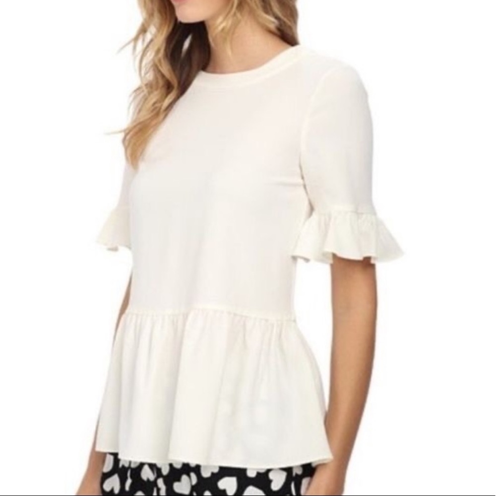 Kate Spade Linda Ruffle Sleeve Peplum Top Size Large